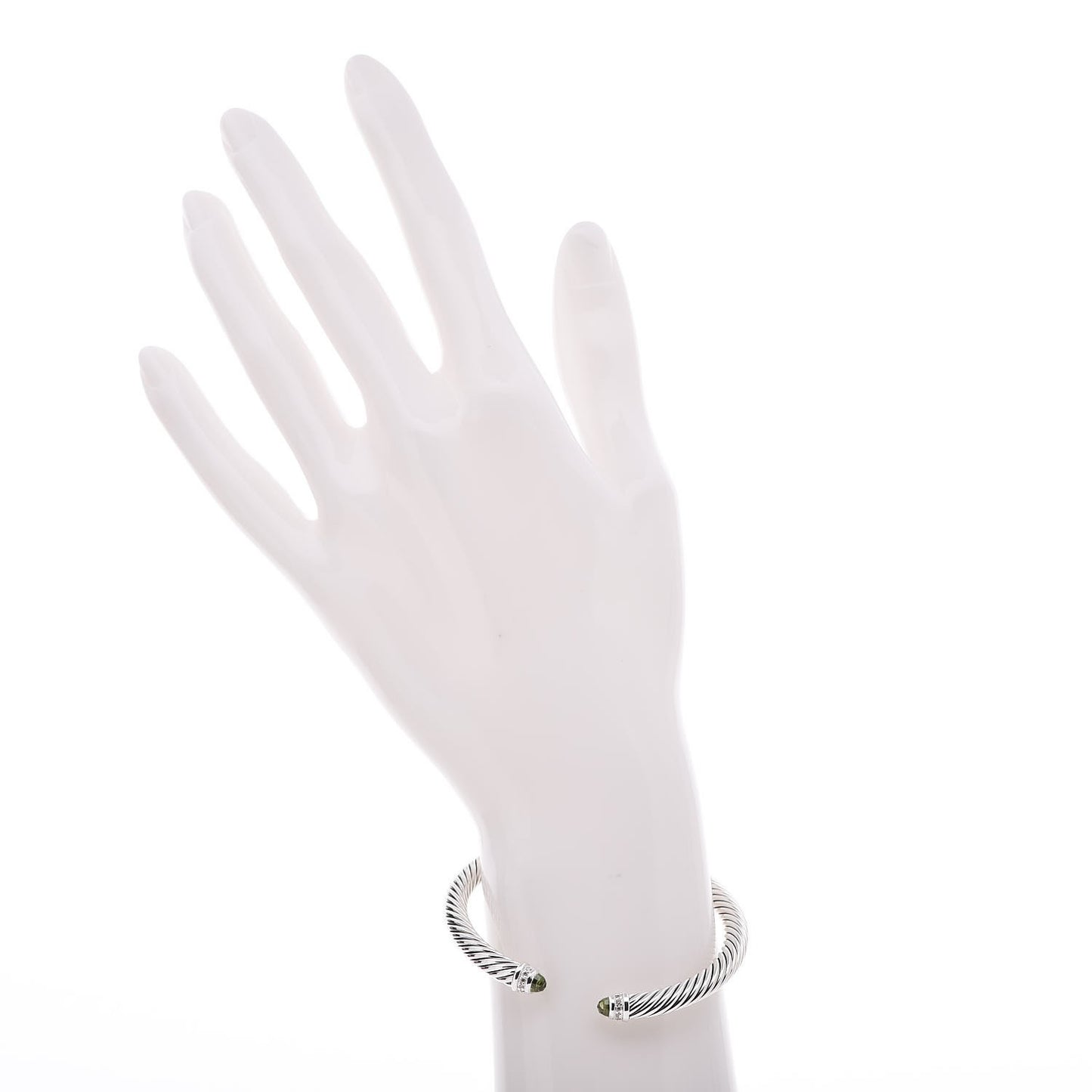 Sterling Silver Diamond Peridot 5mm Cable Classics Bracelet