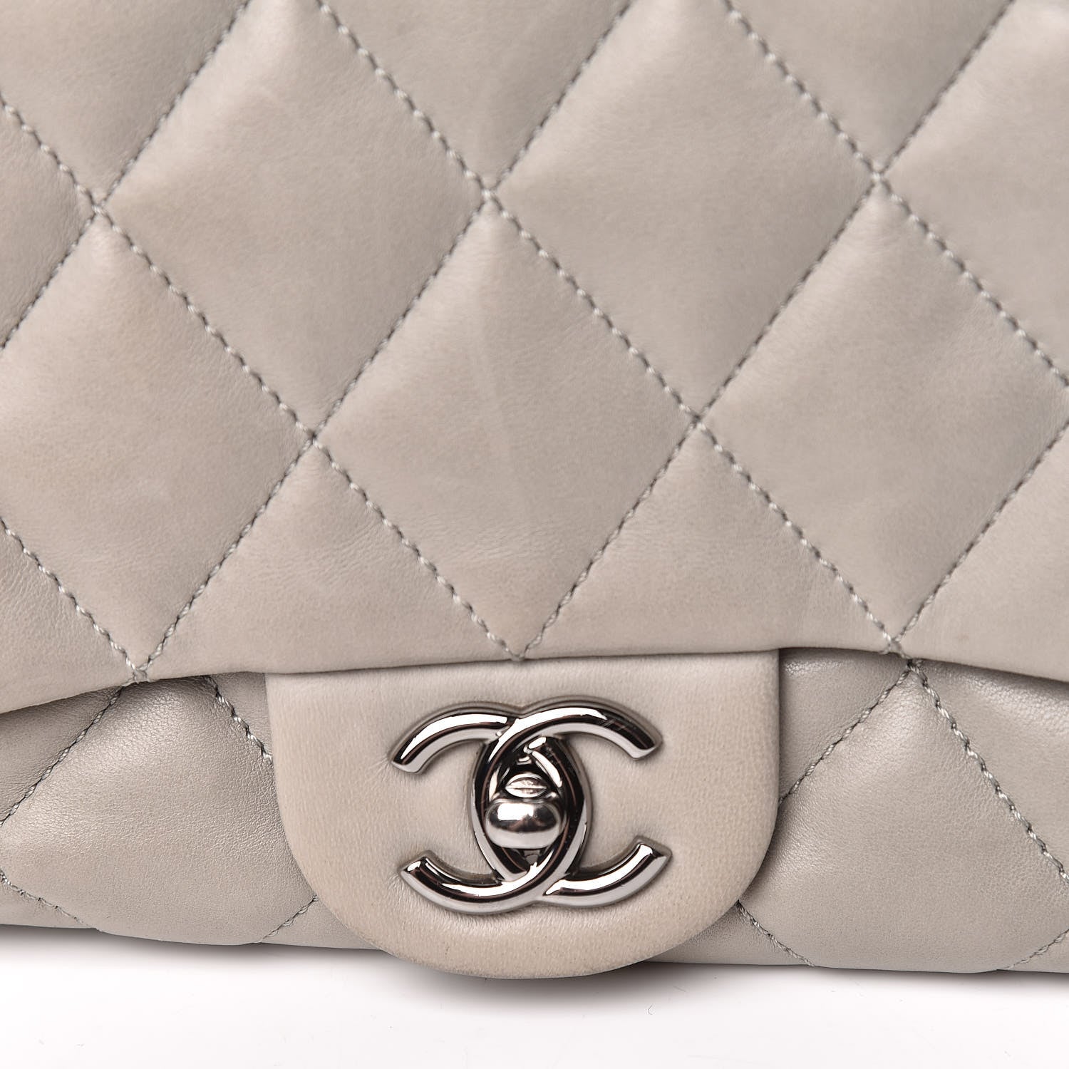Chanel Lambskin Quilted 3 Accordion Flap Bag Grey 13 of 14