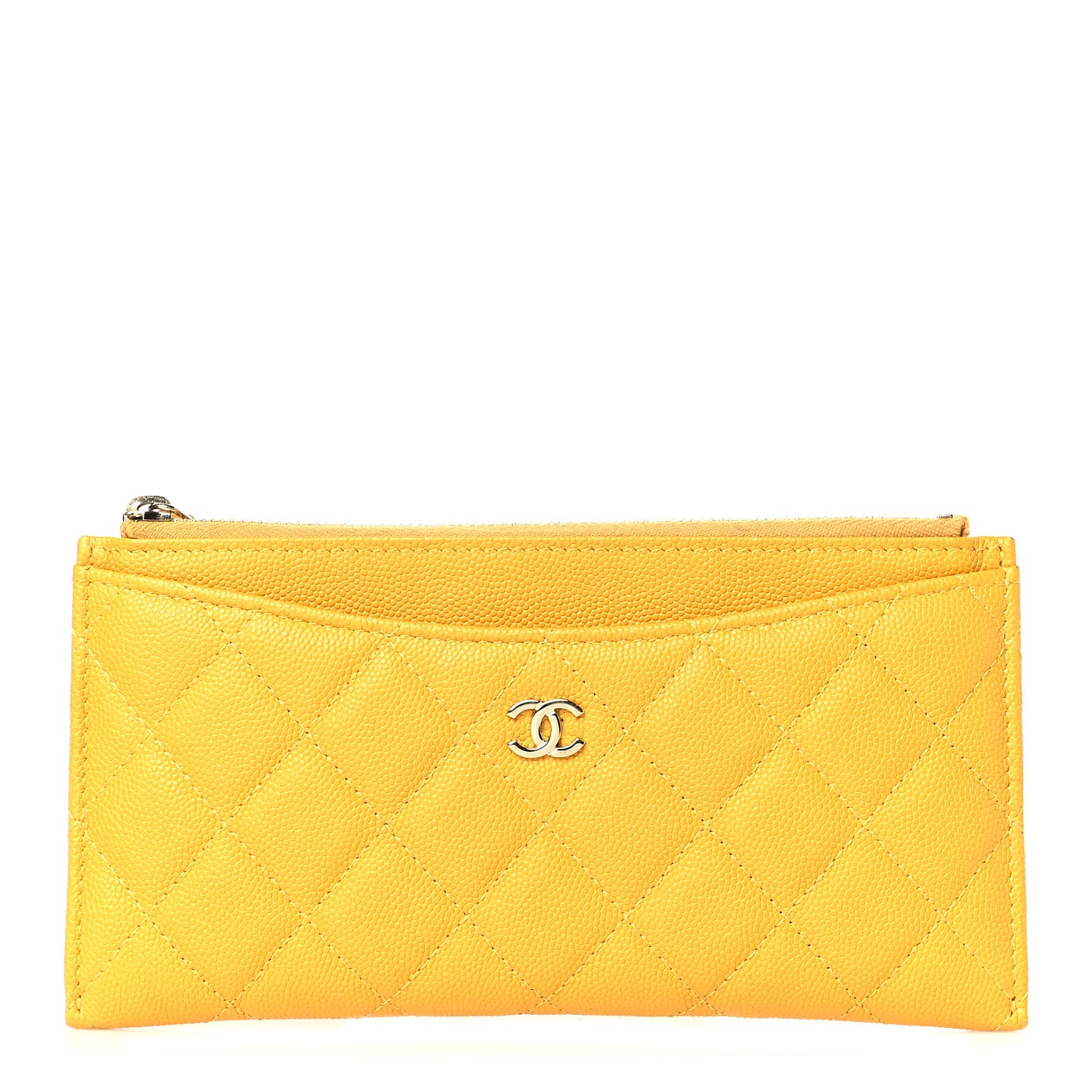 Caviar Quilted Classic Zip Pouch Yellow