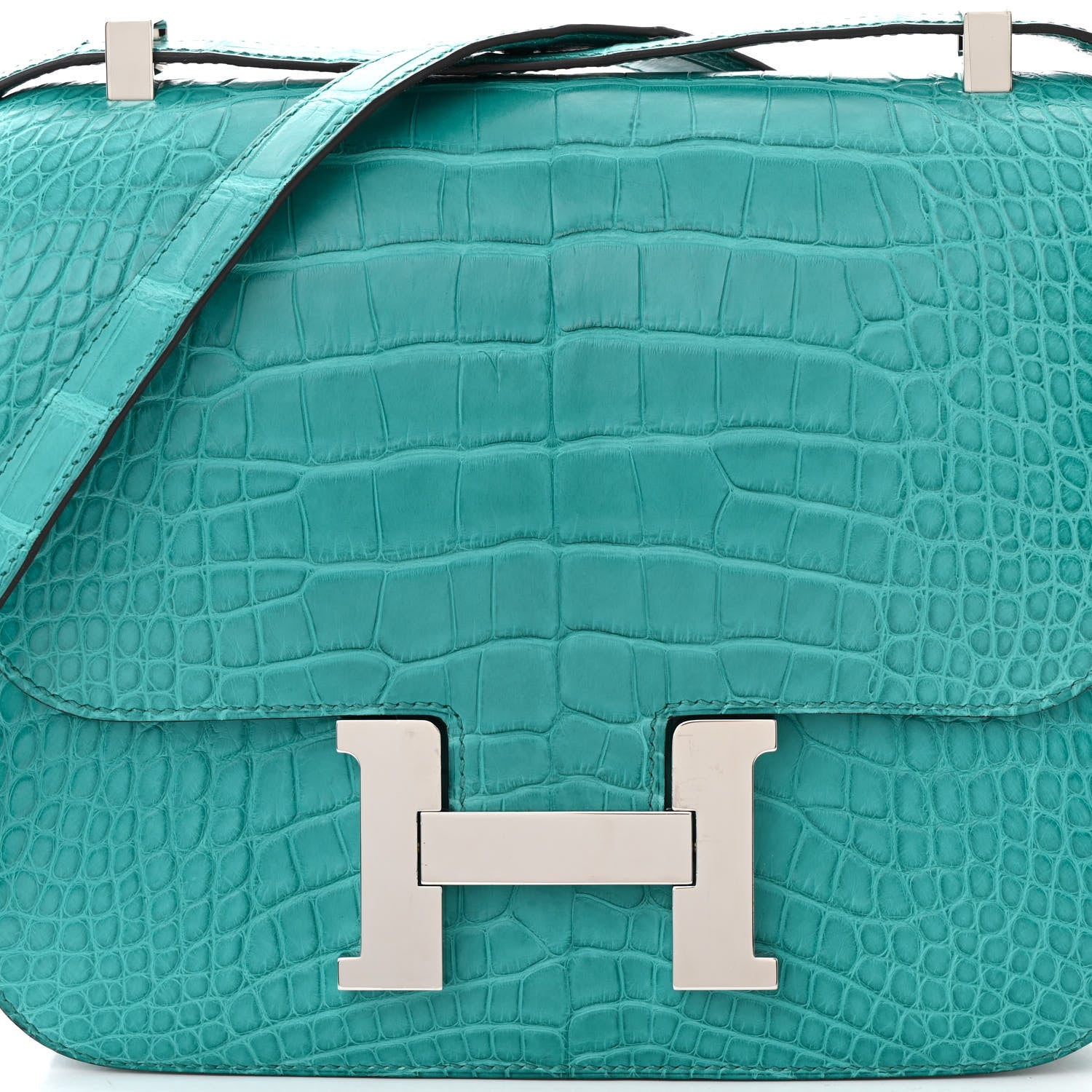 Hermes Matte Alligator Constance 24 Bleu Paon 8 of 11
