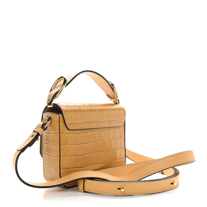Chloe Calfskin Crocodile Embossed Mini C Double Carry Honey Gold 3 of 9