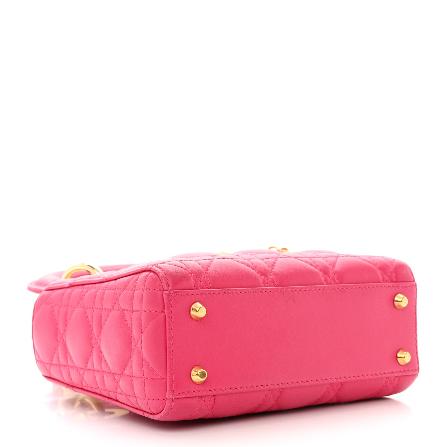 Christian Dior Lambskin Cannage Mini Lady Dior Hot Pink 4 of 15