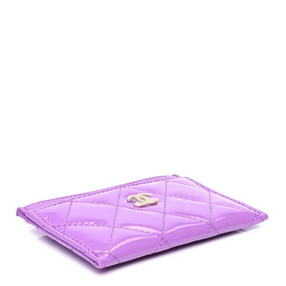 Chanel Patent Quilted Card Holder Purple 3 of 4