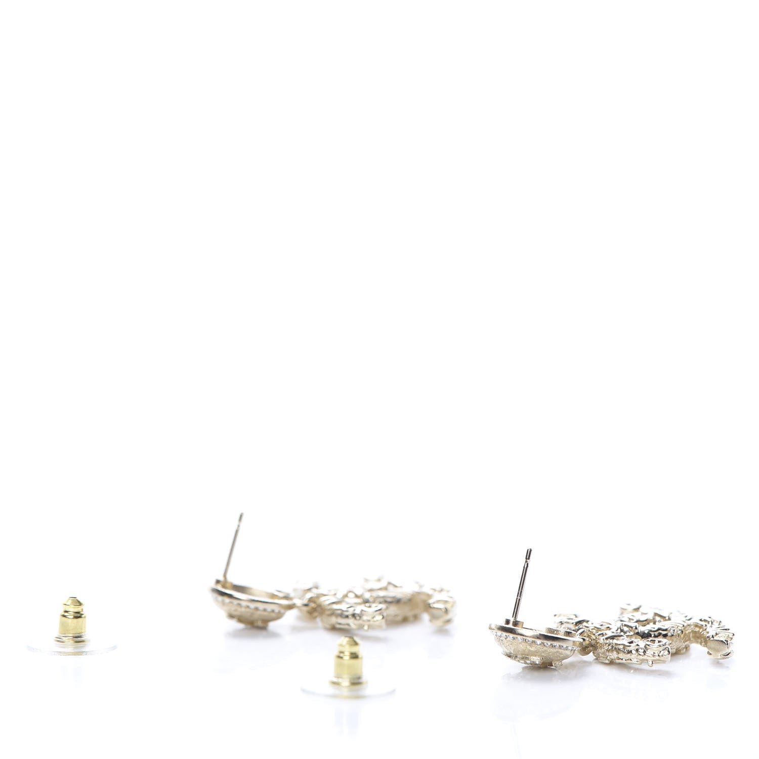 Chanel Crystal CC Drop Earrings Gold 3 of 5