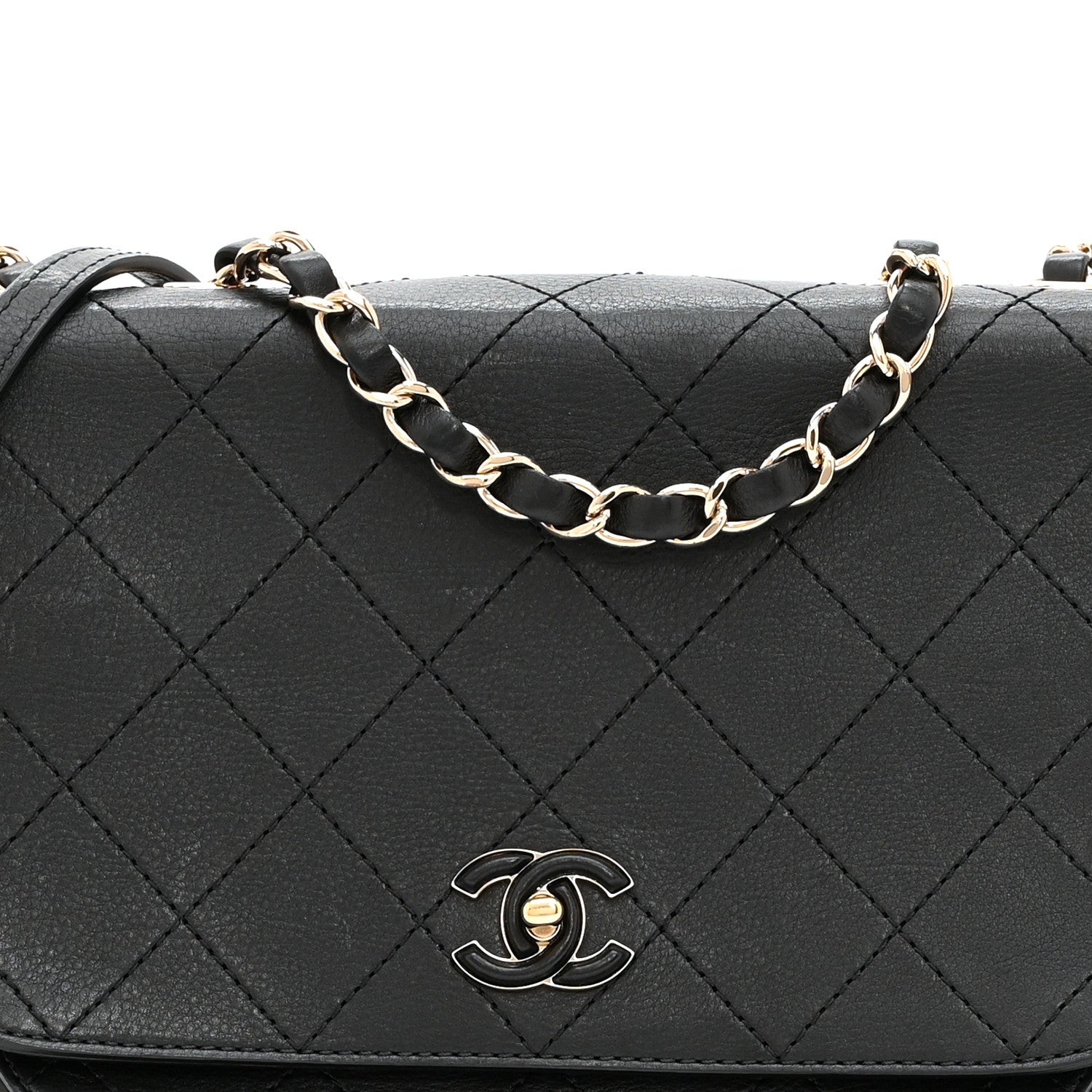 Chanel Calfskin Stitched Medium Covered CC Flap Bag Black 8 of 10