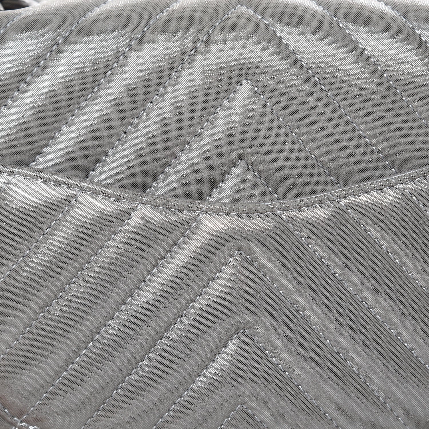 Chanel Iridescent Calfskin Chevron Quilted Mini Square Flap Silver 9 of 11