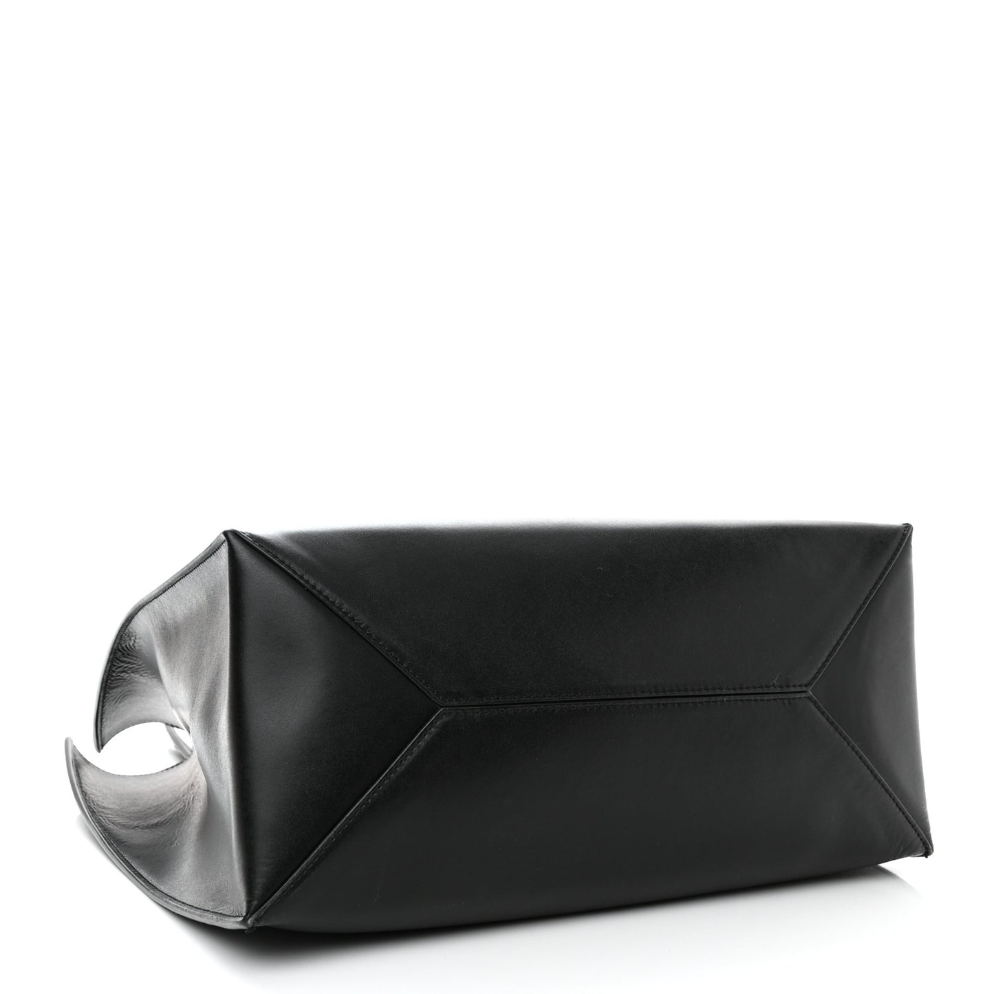 Calfskin Logo Debossed Tote Black