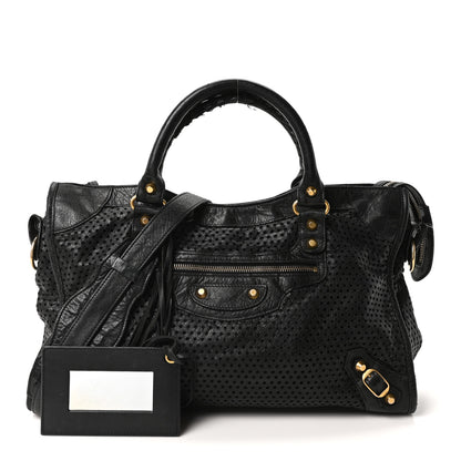 Balenciaga Agneau Laser Cut Cross Classic Gold Hardware City Black 3 of 12