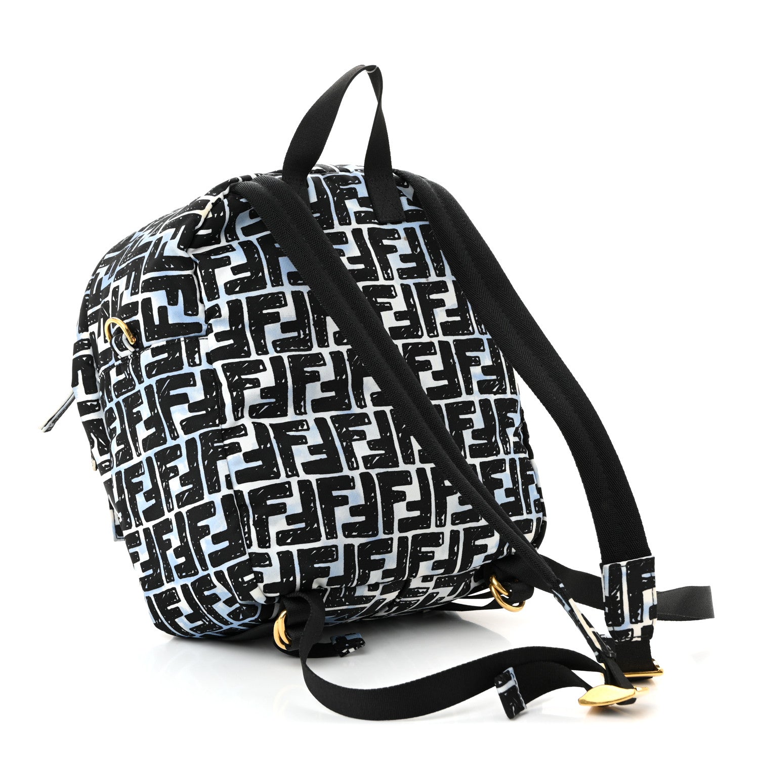 Fendi X JOSHUA VIDES Nylon FF Cloudy Pocket Backpack White Celeste Black 3 of 10