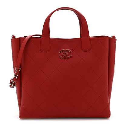Chanel Bullskin Stitched Medium Shopping Bag  Red 1 of 10