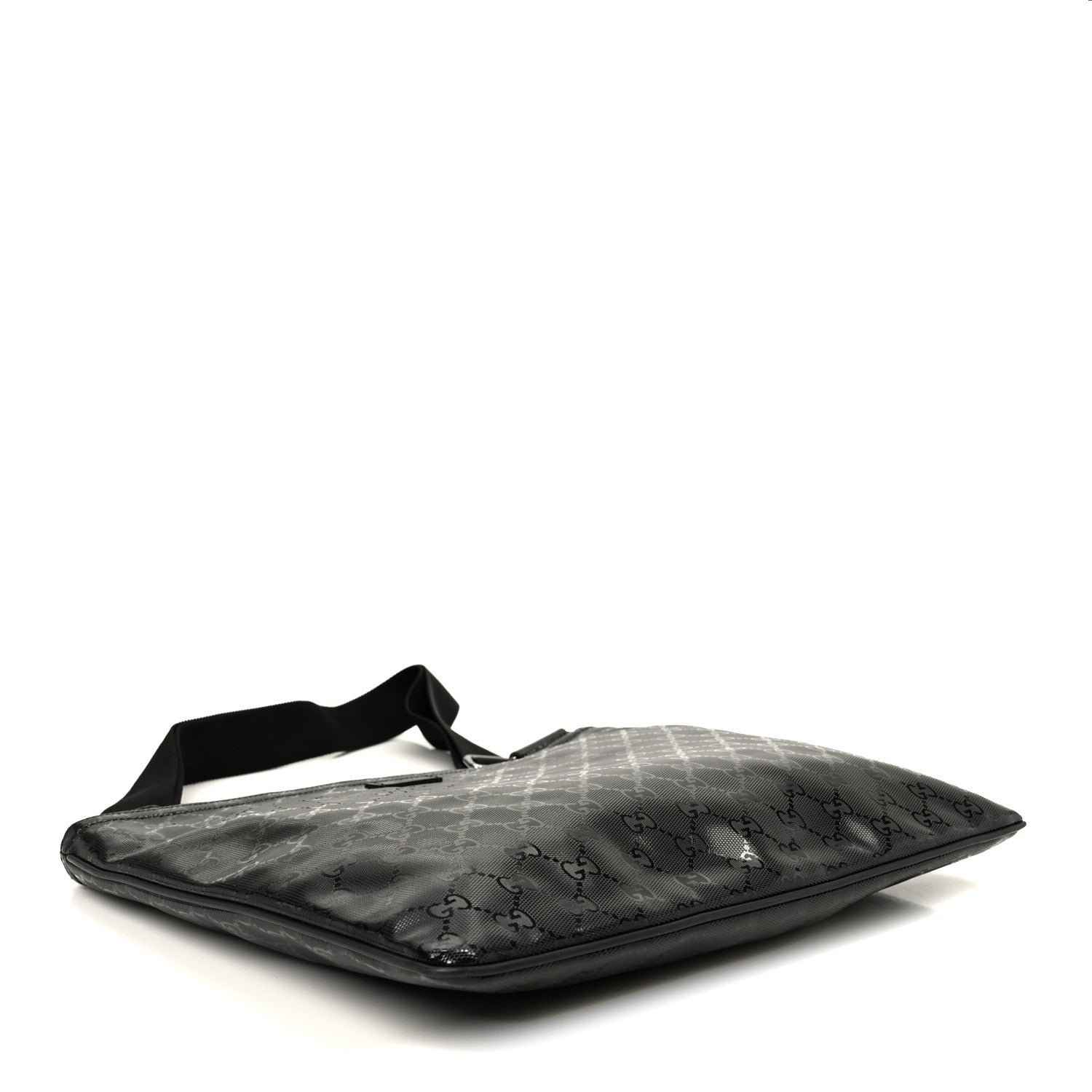 Gucci Imprime Monogram Medium Flat Messenger Bag Black 4 of 12