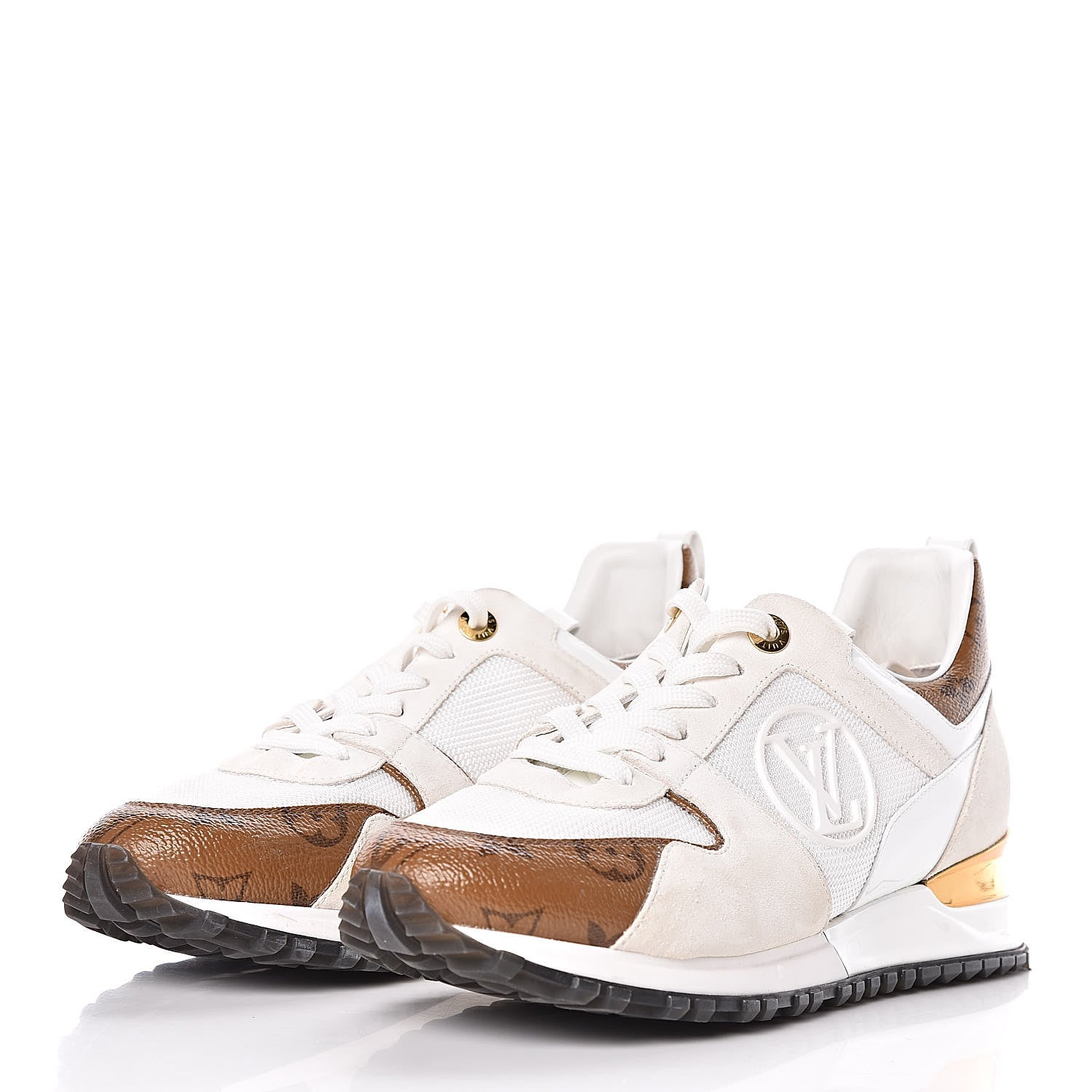 Louis Vuitton Suede Reverse Monogram Run Away Sneakers 38 White 3 of 14
