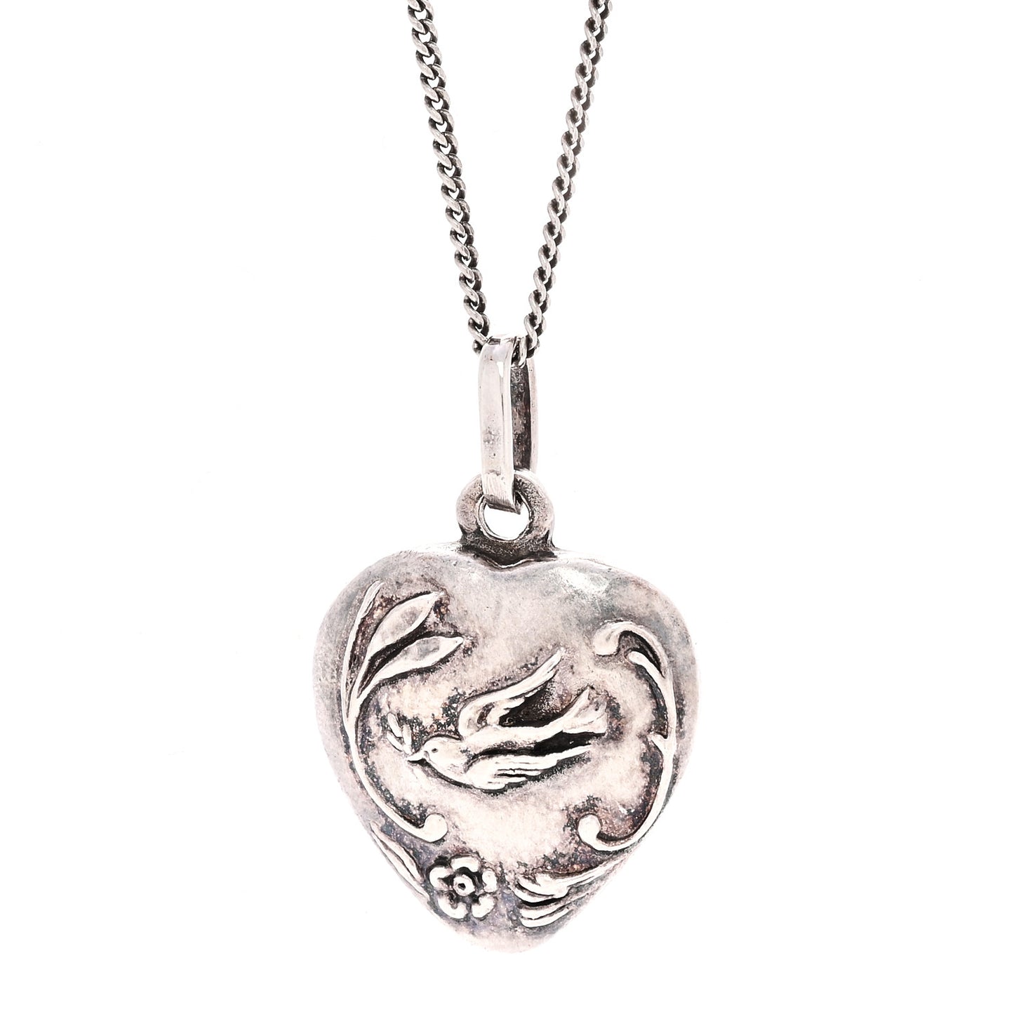 Metal Heart Necklace Silver