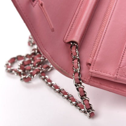 Chanel Lambskin Quilted Wallet On Chain WOC Pink 12 of 15