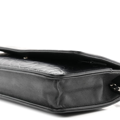 Chanel Lambskin Camellia Embossed Wallet On Chain WOC Black 11 of 11