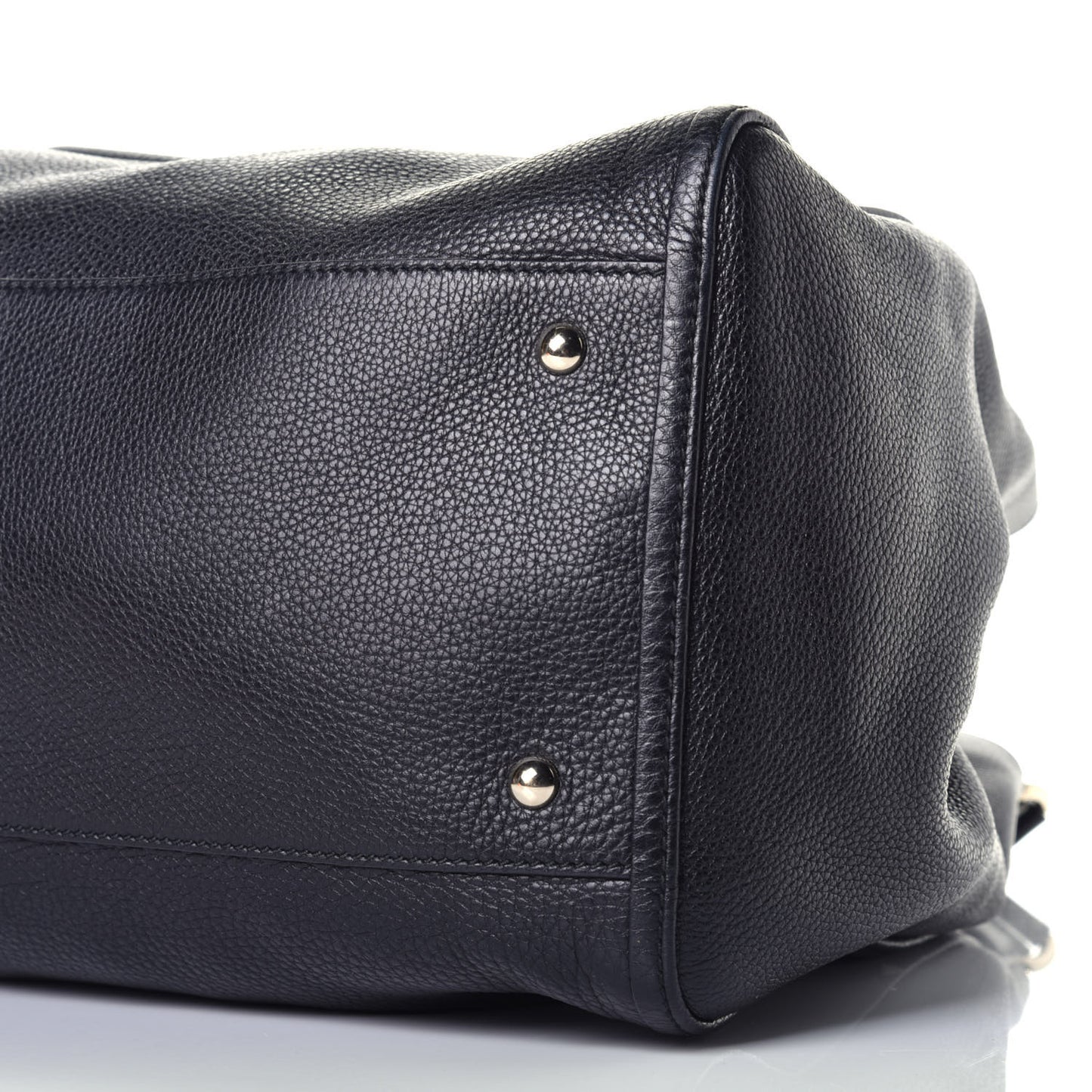Pebbled Calfskin Large Soho Shoulder Bag Black
