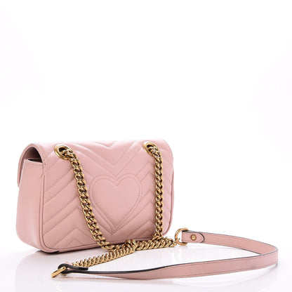 Gucci Calfskin Matelasse Mini GG Marmont Shoulder Bag Perfect Pink 3 of 7