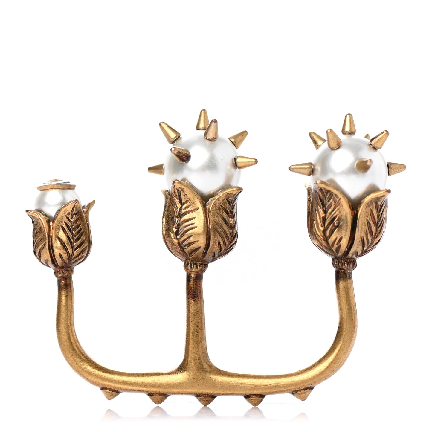 Metal Pearl Multi-Finger Ring White