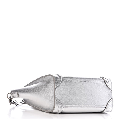 Celine Laminated Lambskin Nano Luggage Silver 4 of 13