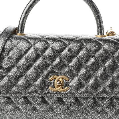 Chanel Metallic Caviar Quilted Small Coco Handle Flap Silver 9 of 9
