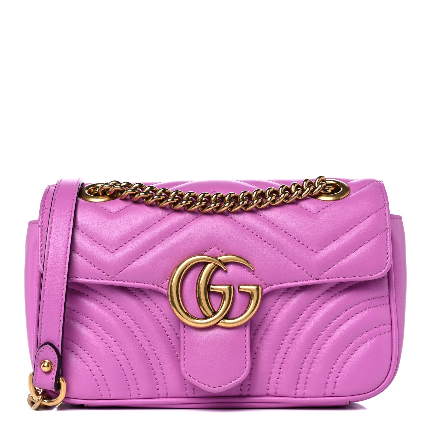 Gucci Calfskin Matelasse Mini GG Marmont Shoulder Bag Candy Mousse 1 of 11