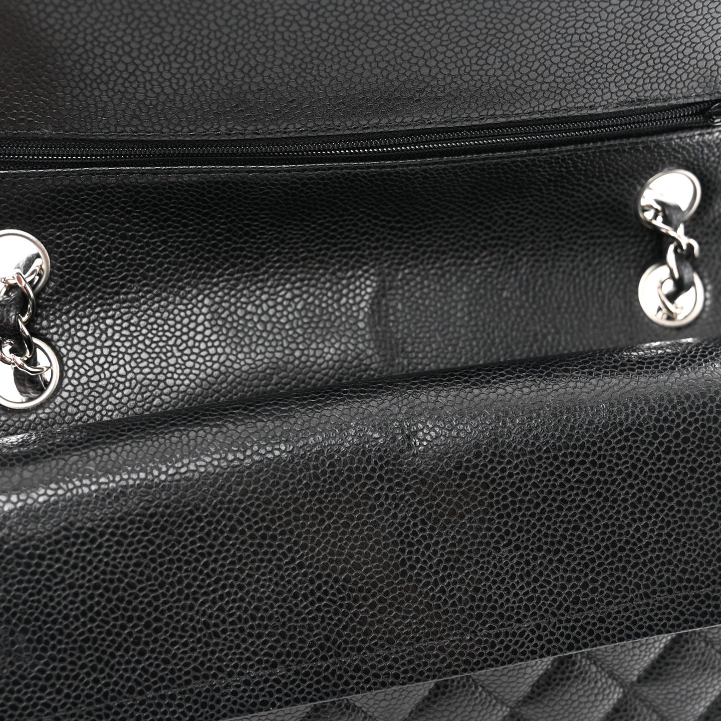 Caviar Quilted Medium Double Flap Black