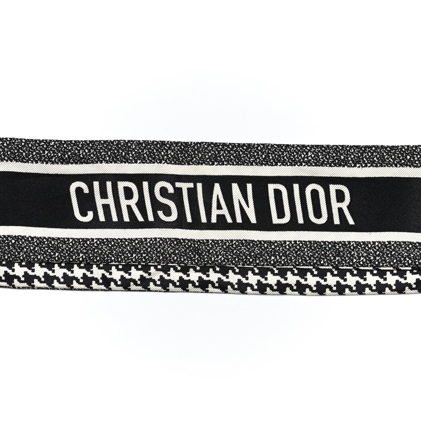 Silk Houndstooth Mitzah Scarf Black White
