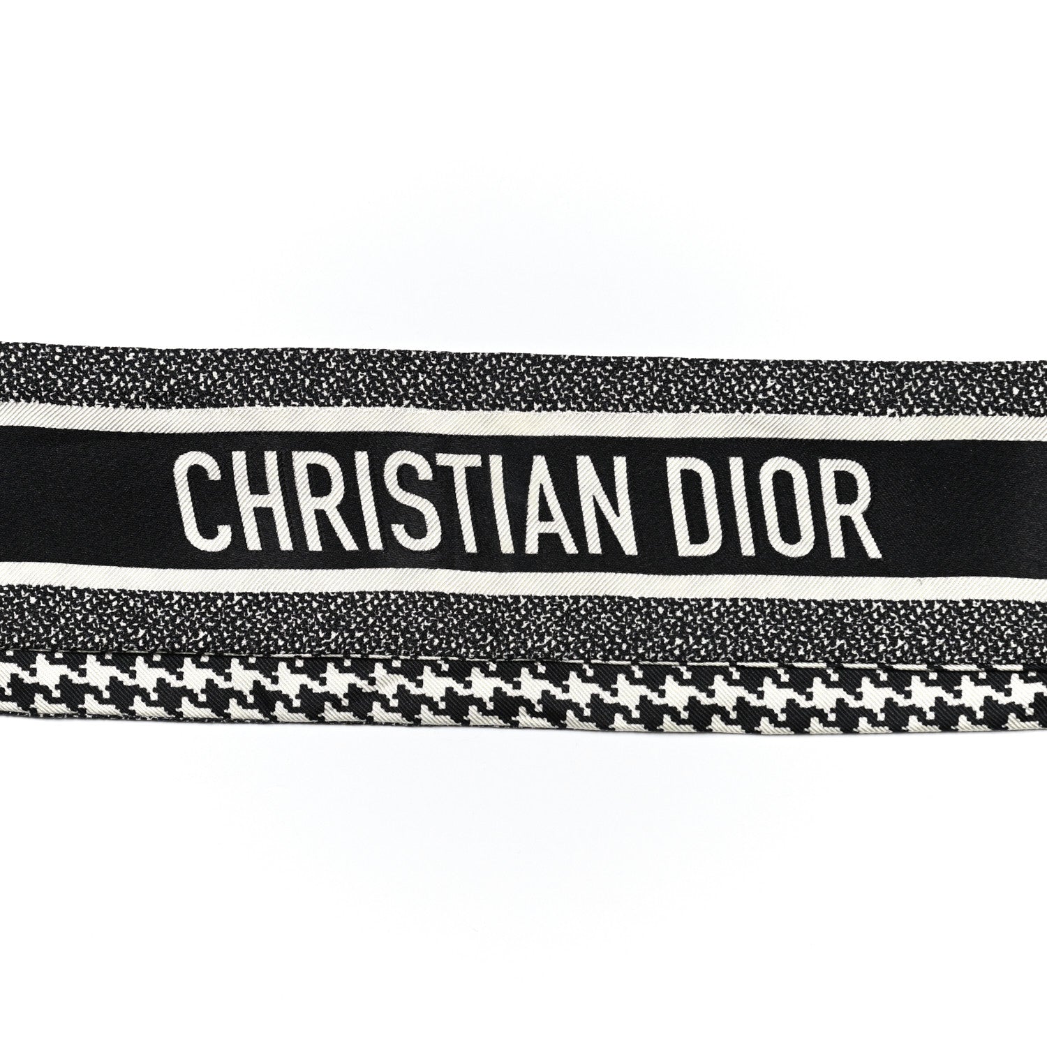 Christian Dior Silk Houndstooth Mitzah Scarf Black White 3 of 3