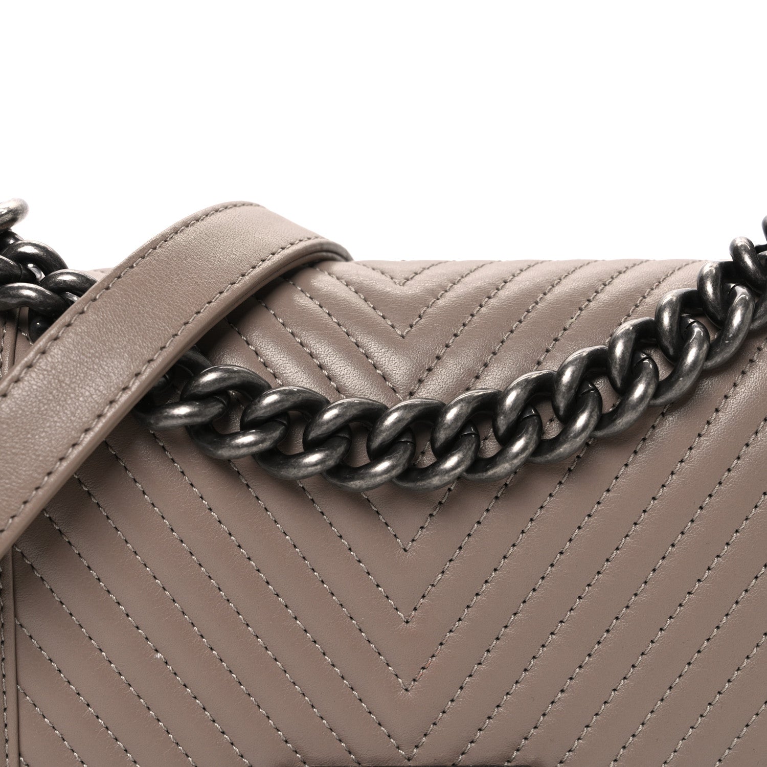 Chanel Calfskin Chevron Quilted Small Boy Flap Dark Beige 7 of 9