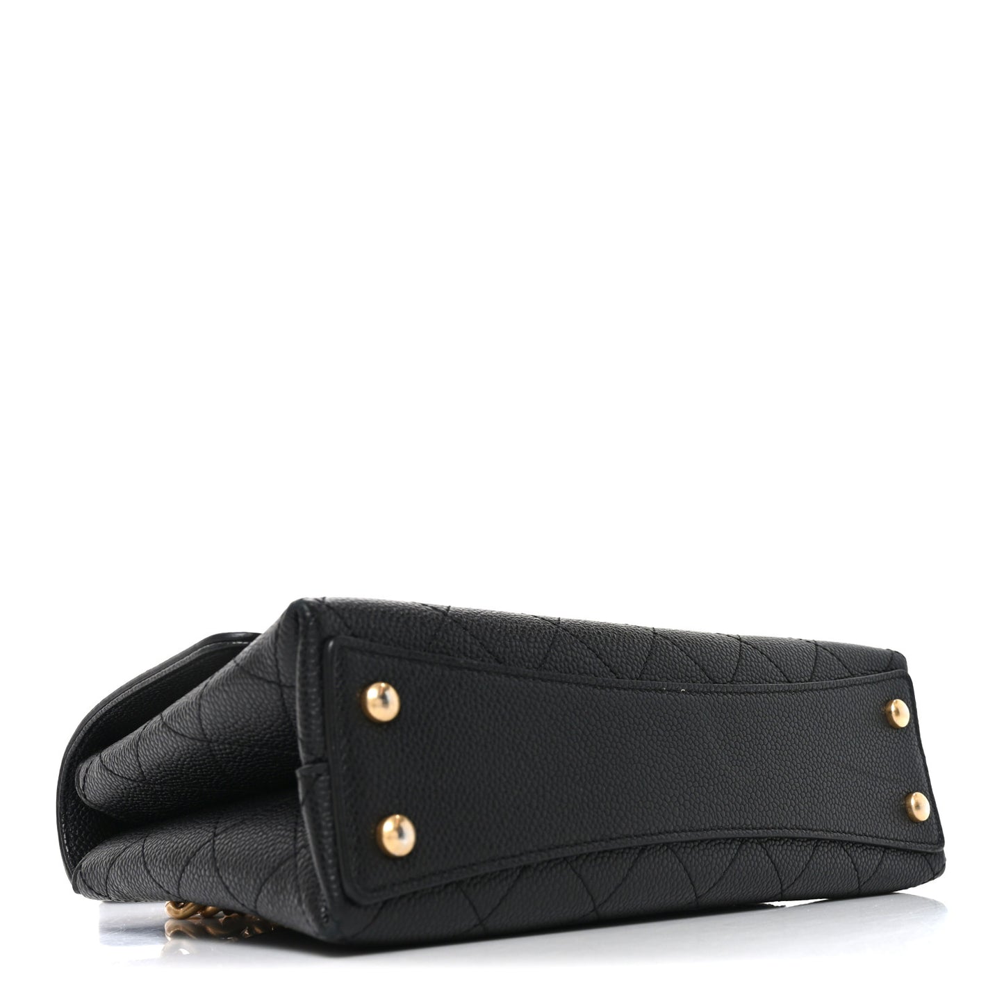Caviar Diamond Stitched Small Top Handle Flap Black