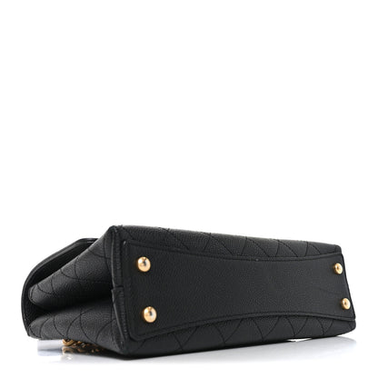 Chanel Caviar Diamond Stitched Small Top Handle Flap Black 4 of 10