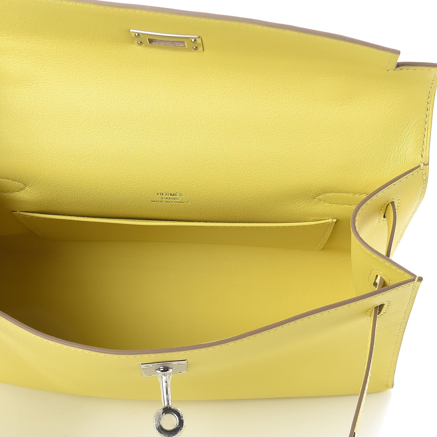 Hermes Swift Kelly Pochette Clutch Lime 7 of 19