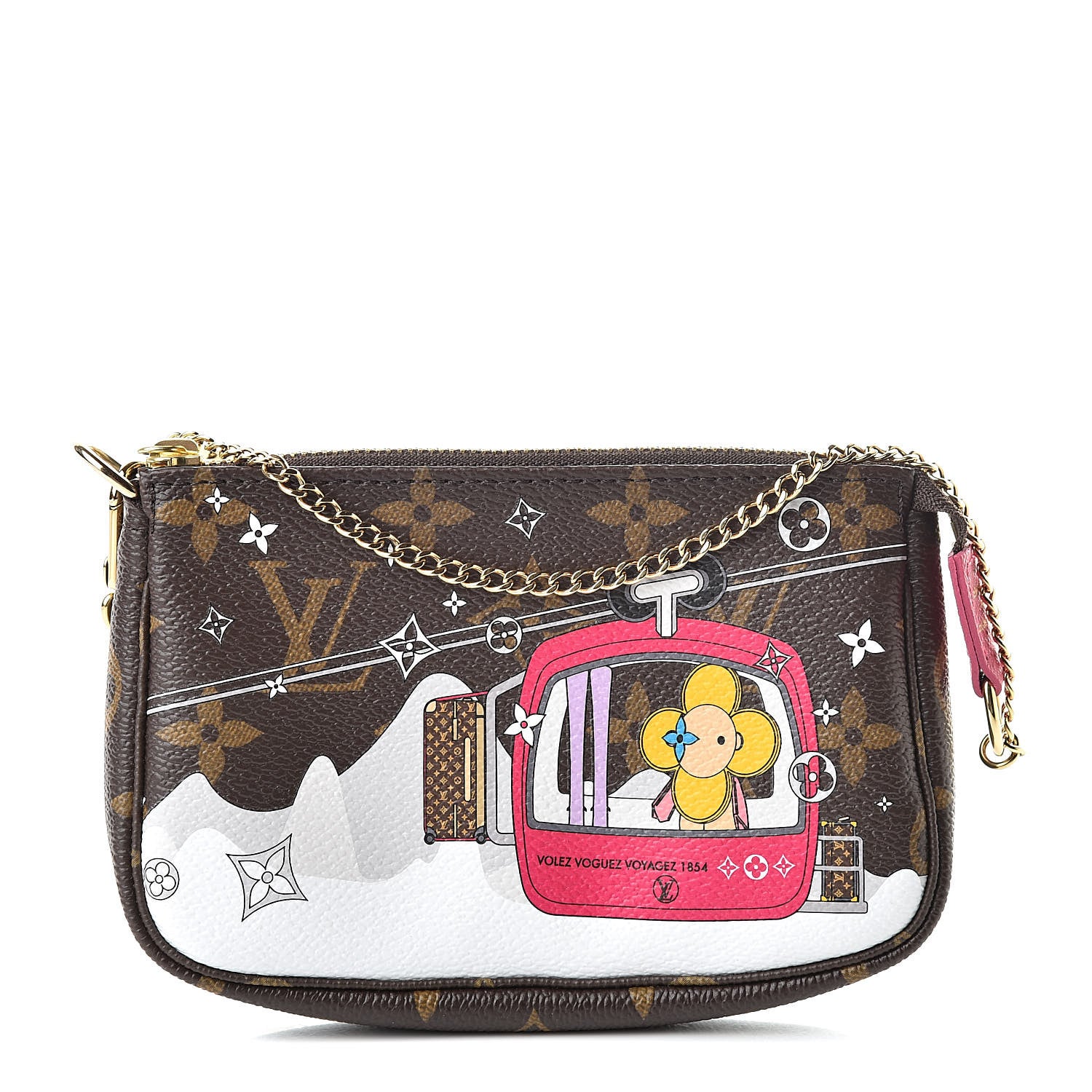 Louis Vuitton Monogram 2019 Christmas Animation Mini Courchevel Pochette Accessories Fuchsia 1 of 8