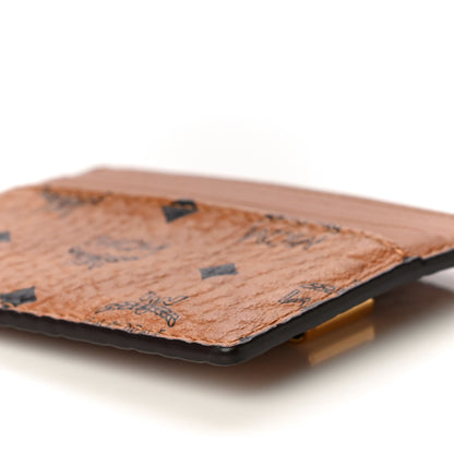 MCM Calfskin Visetos Card Holder Money Clip Cognac 8 of 8