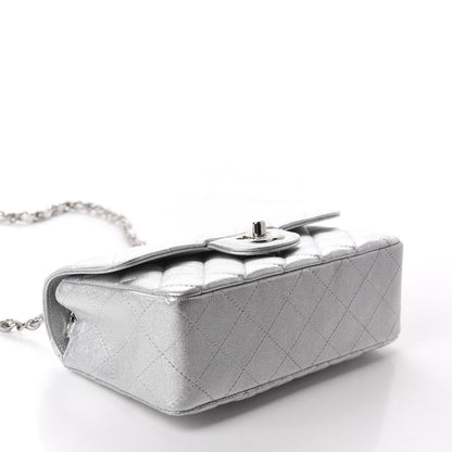 Chanel Metallic Lambskin Quilted Mini Rectangular Flap Silver 4 of 11