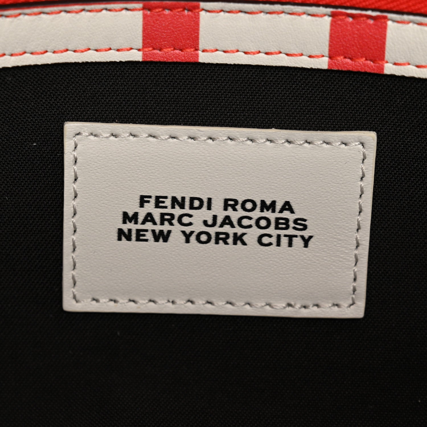 Fendi X MARC JACOBS Vitello Seta Logo Print Baguette Glow Coral White 6 of 12