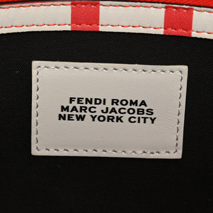 Fendi X MARC JACOBS Vitello Seta Logo Print Baguette Glow Coral White 6 of 12