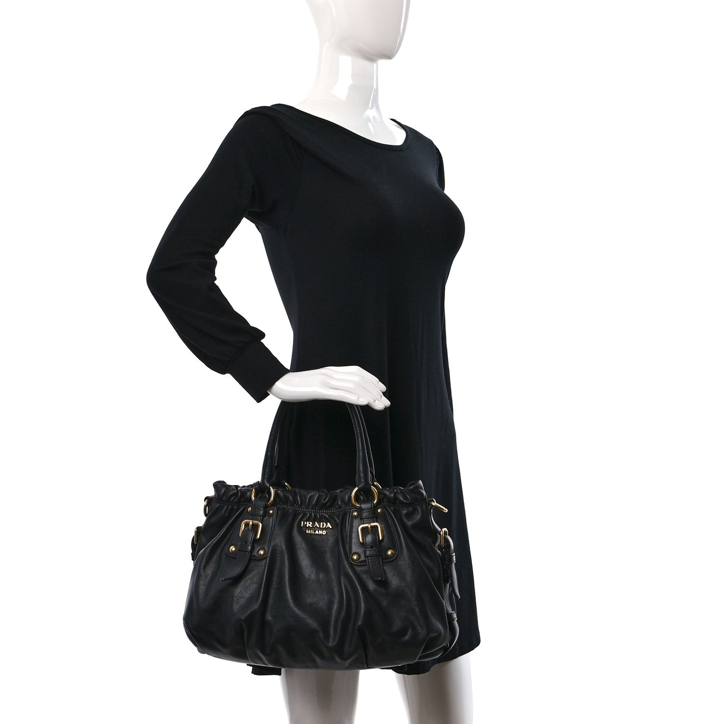 Vitello Soft Calfskin Shopping Satchel Black