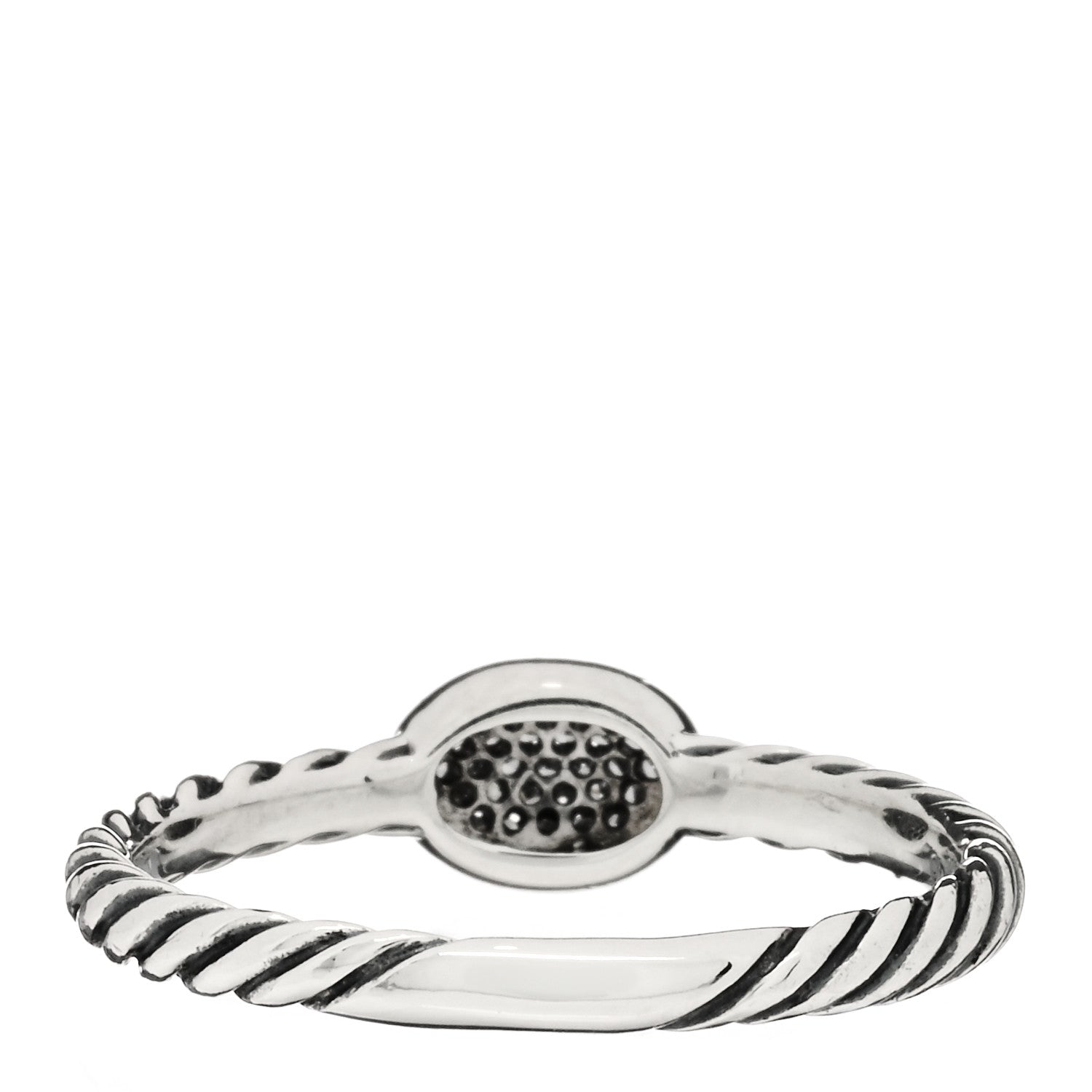 David Yurman Sterling Silver Diamond Pave Cable Classics Oval Ring 56 7.75 3 of 4
