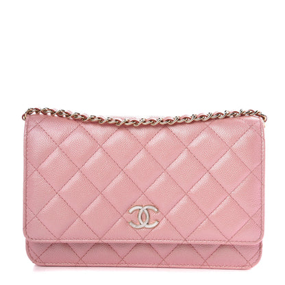 Chanel Iridescent Caviar Quilted Wallet on Chain WOC Rose Pink 1 of 9