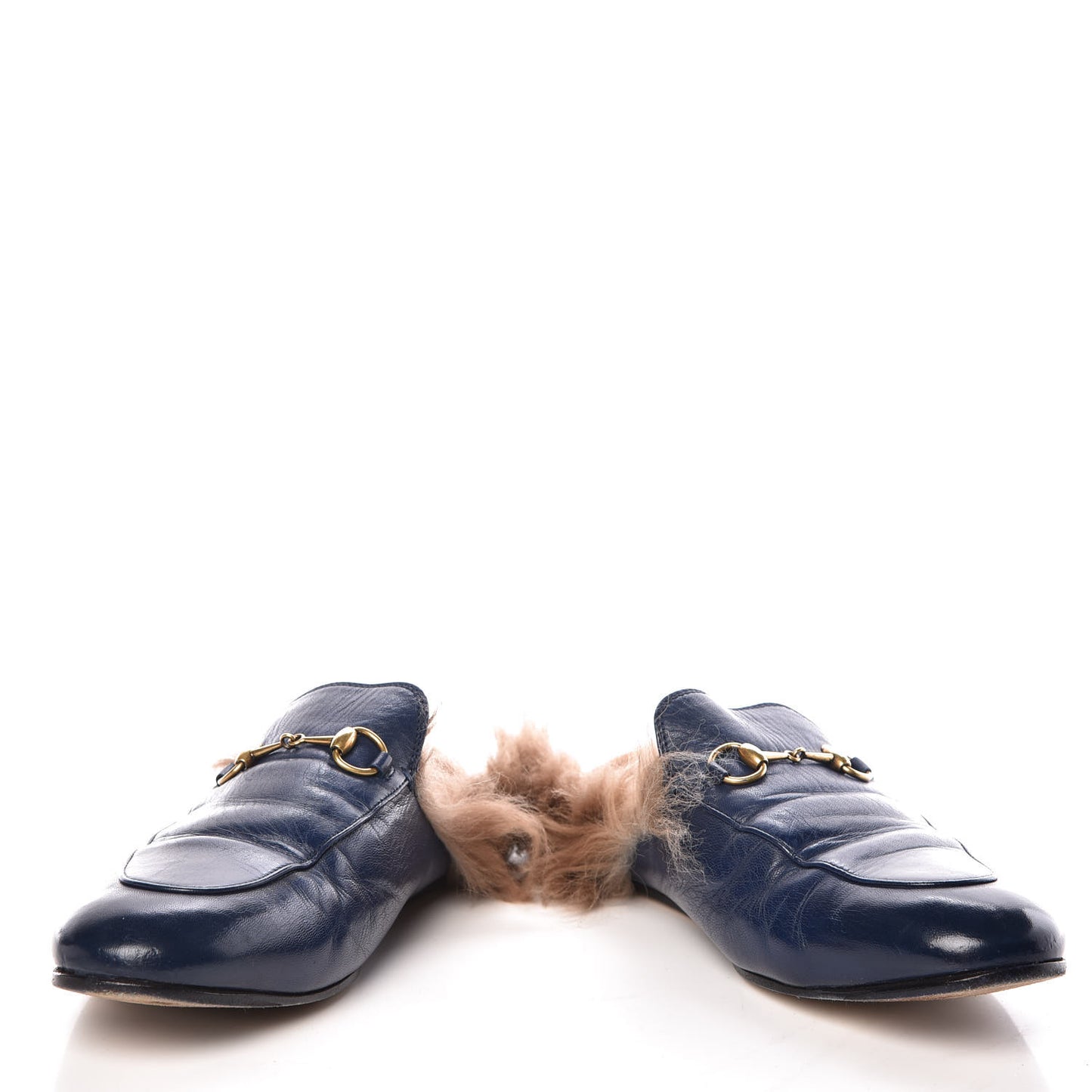 Malaga Kid Fur Womens Princetown Slippers 41 Blue Agata