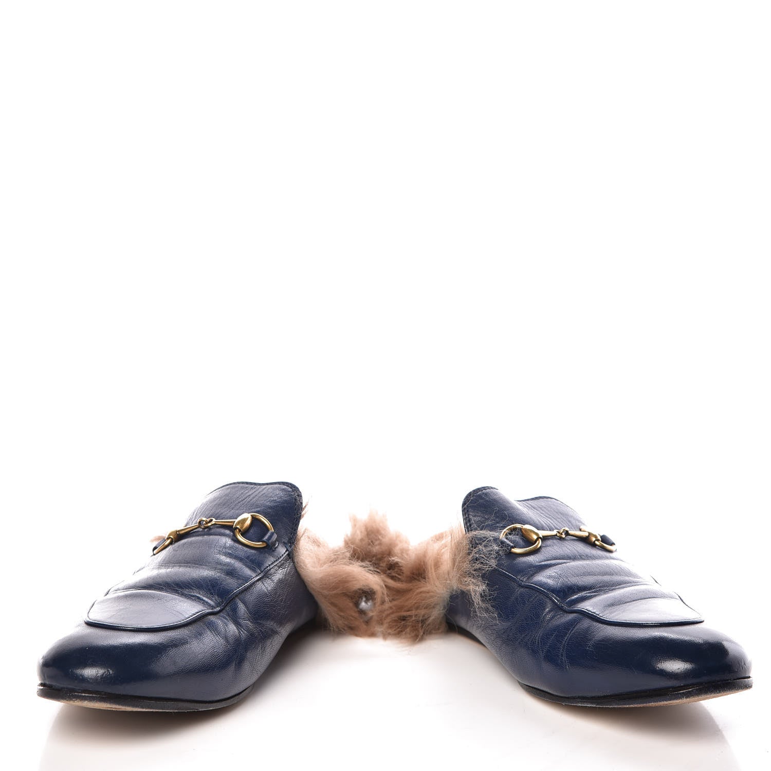 Gucci Malaga Kid Fur Womens Princetown Slippers 41 Blue Agata 6 of 11