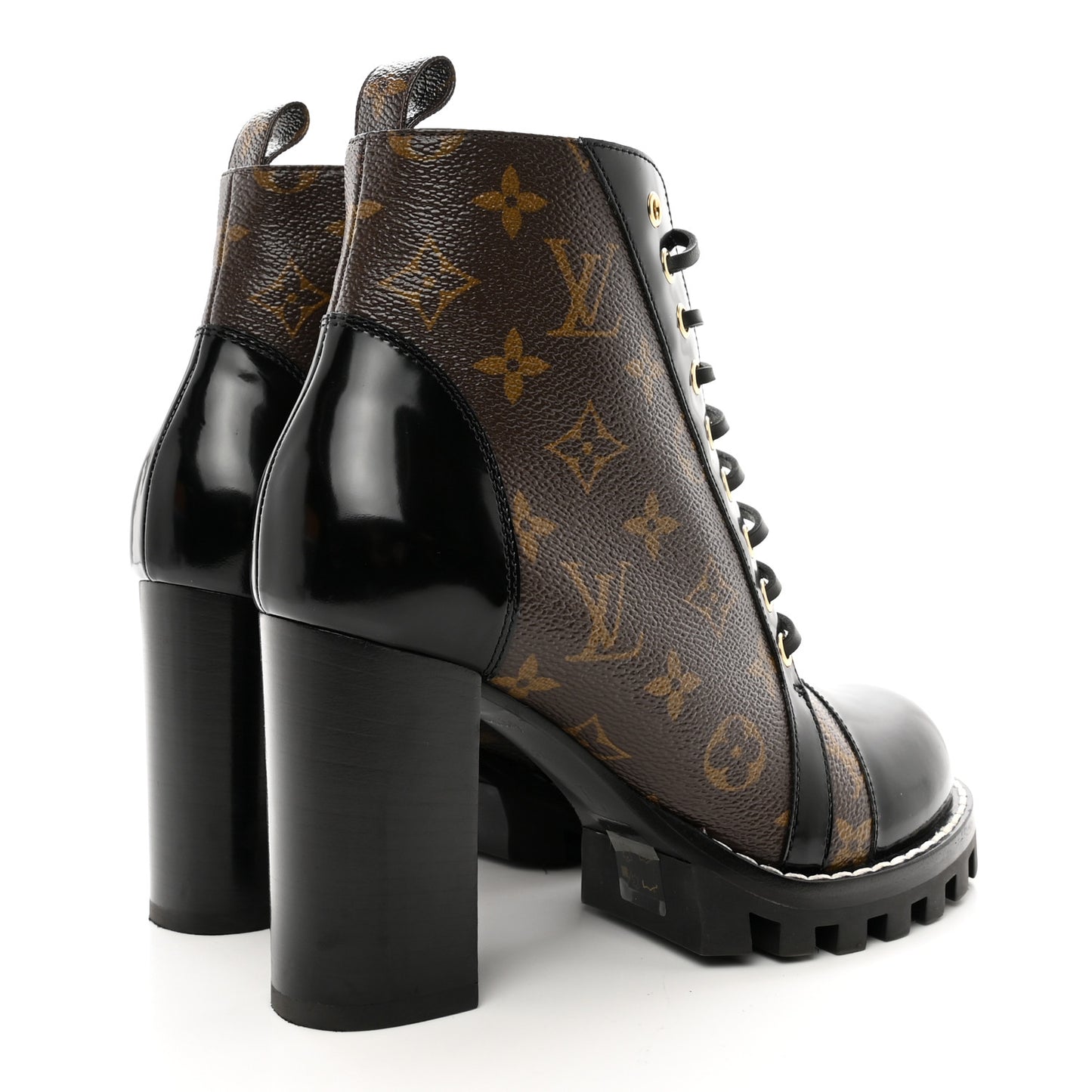 Patent Calfskin Monogram Star Trail Ankle Boots 38.5 Black