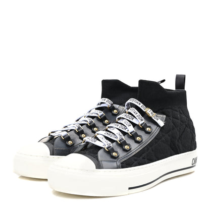 Christian Dior Technical Knit Calfskin Womens Walk'N'Dior High Top Sneaker 40 Black 3 of 7