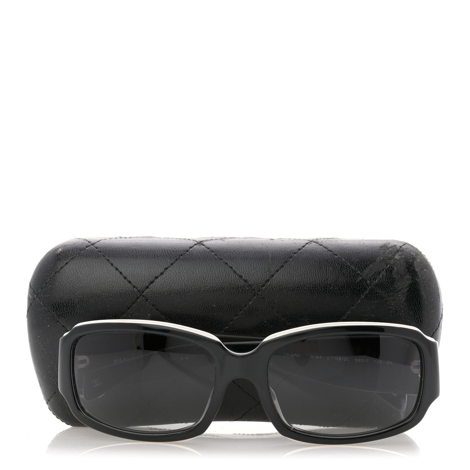 Chanel CC Sunglasses 5144 Black White 1830606 – FASHIONPHILE