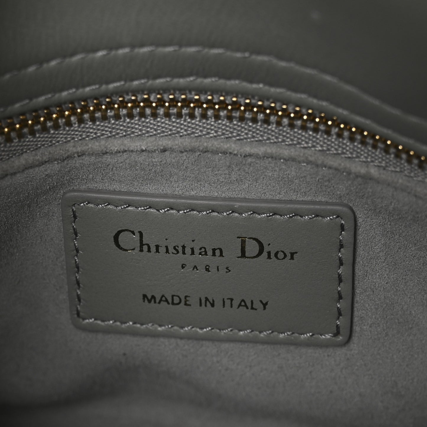 Suede Beaded Ribbon Mini Lady Dior Grey