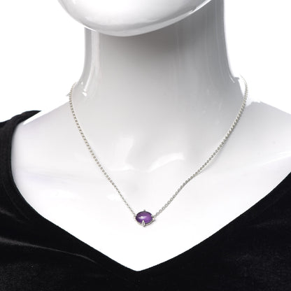 David Yurman Sterling Silver Diamond Amethyst Oval Chatelaine Pendant Necklace 2 of 5