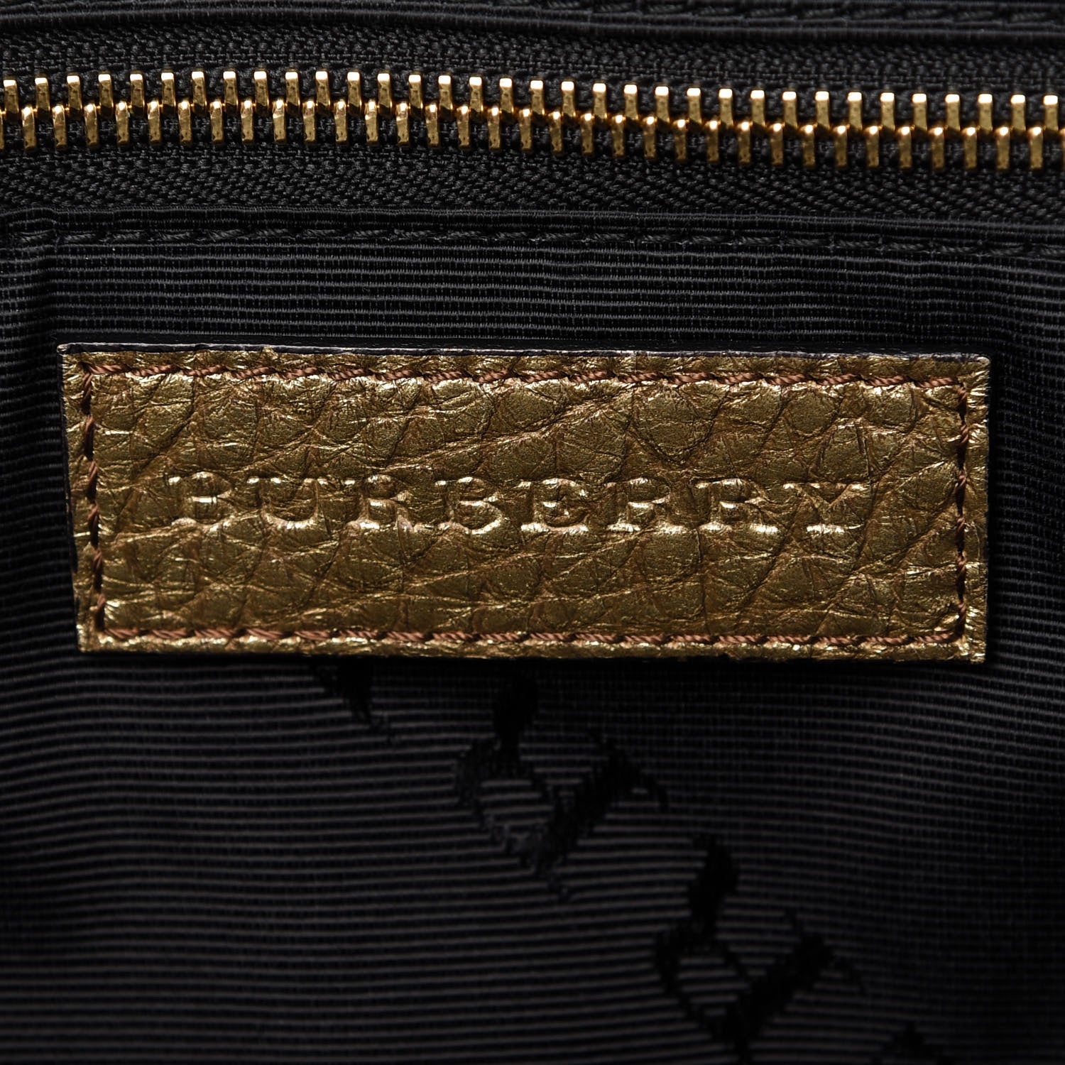 Burberry Metallic Heritage Grain Check Embossed Small Orchard Bowling Bag Gold 6 of 10