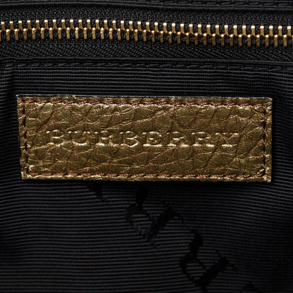 Burberry Metallic Heritage Grain Check Embossed Small Orchard Bowling Bag Gold 6 of 10