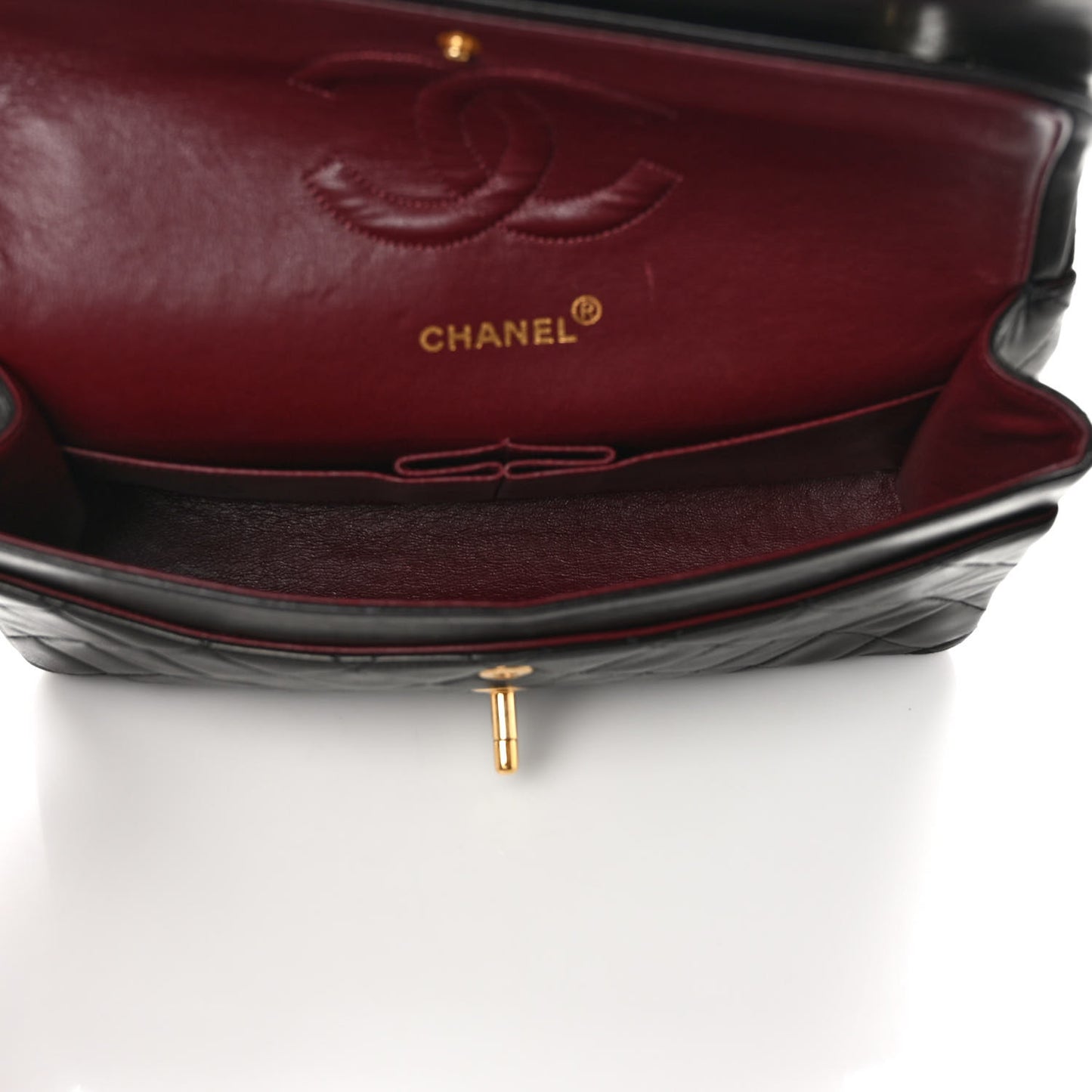 Lambskin Quilted Medium Double Flap Black